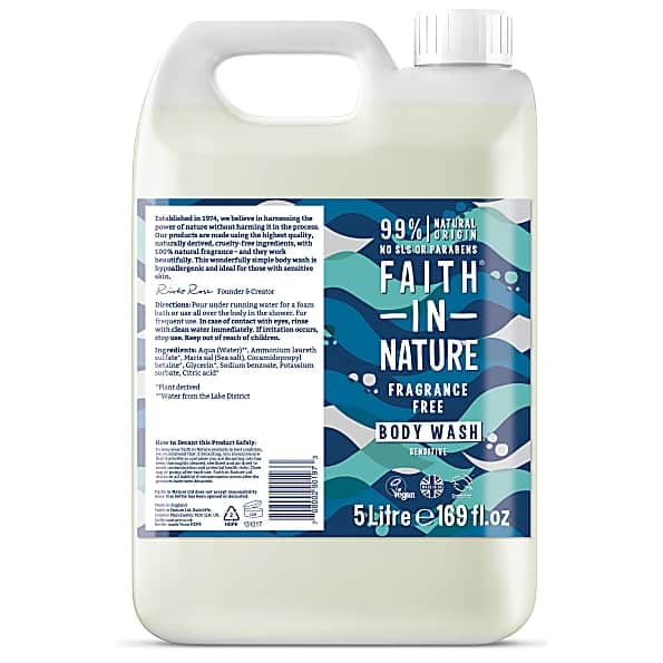 Faith in Nature Duschgel & Schaumbad ohne Duftstoffe 5L