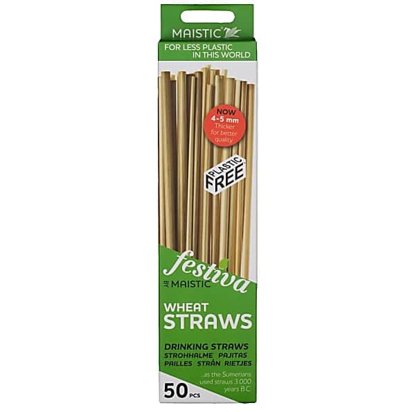 Maistic Natural Drinking Wheat Straws - 50 Strohhalme aus Weizen