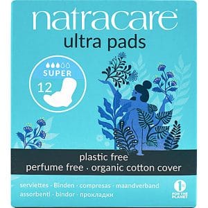 Natracare Ultra Pads Super - 12 Binden aus Bio Baumwolle mit Flügel...