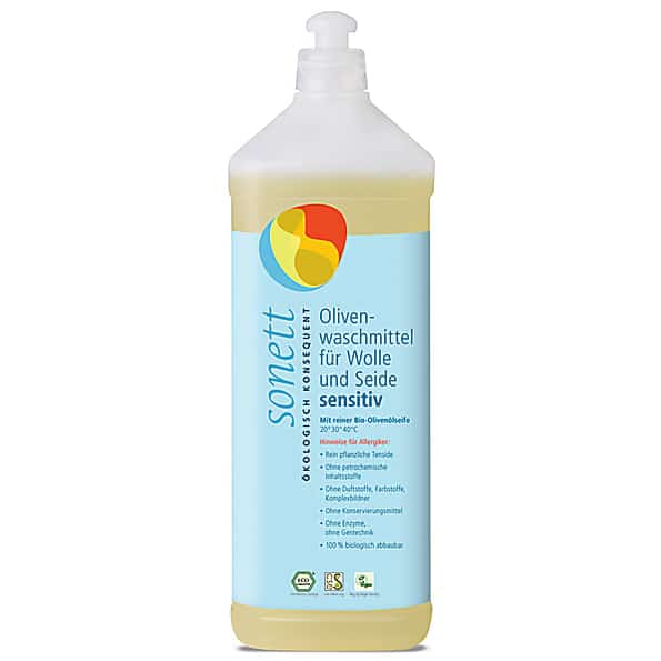 Sonett Olivenwaschmittel für Wolle und Seide sensitiv- 1L (17 Wasch...